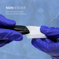Green Guava sensor sleeves — Feather White — in use