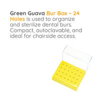 Green Guava autoclavable bur box with 24 holes
