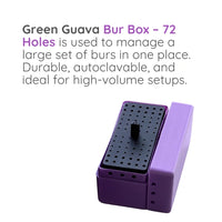 Green Guava autoclavable bur box with 72 holes