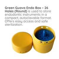 Green Guava round endo box with 26 holes