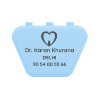 Denture box engraved with clinic branding