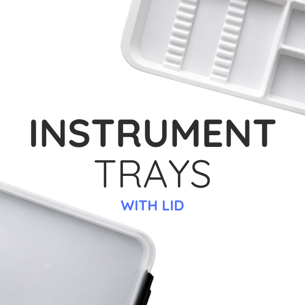 Green Guava Instrument Trays with Lid — white dental instrument trays with compartments